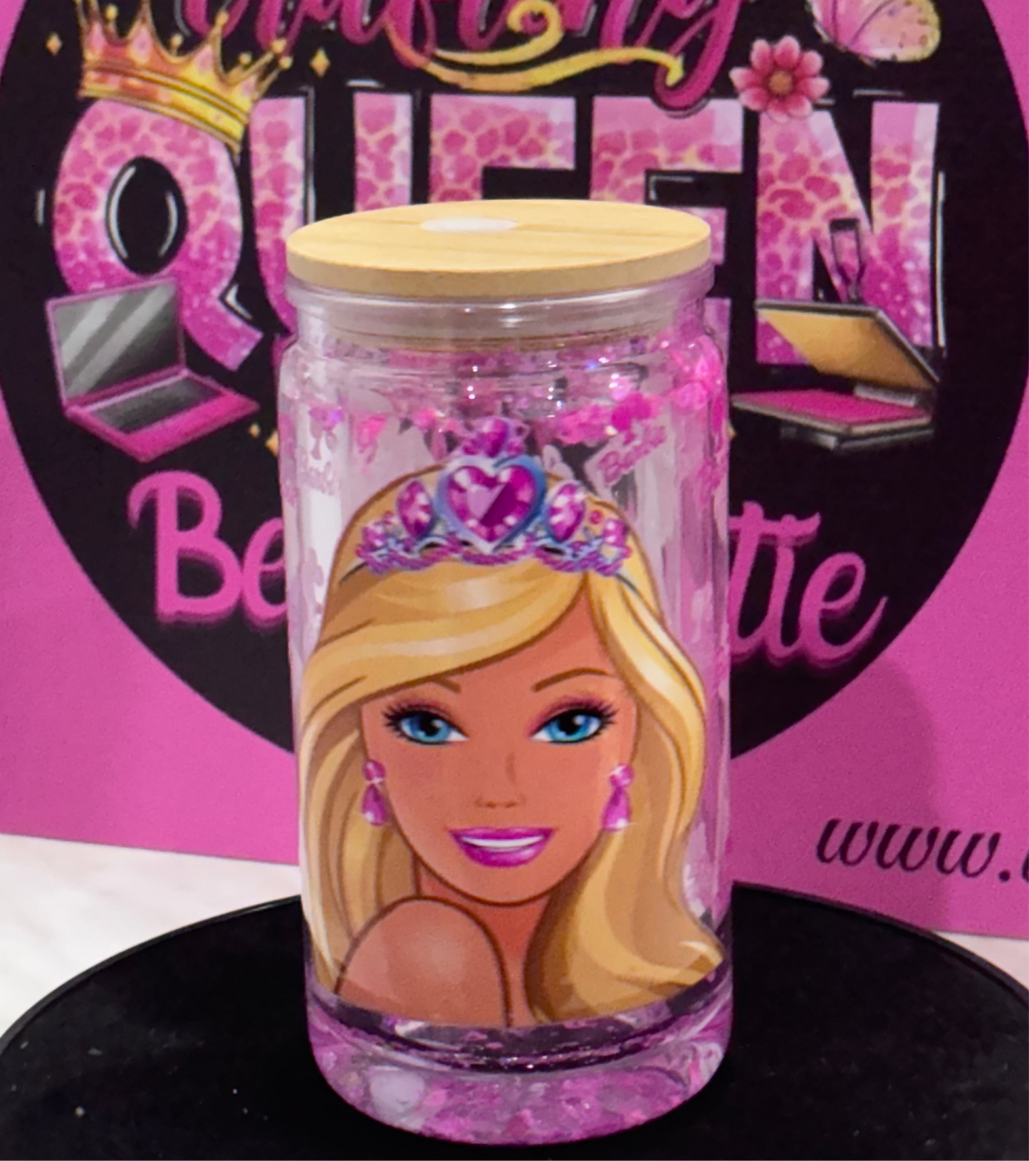 ✨ Barbie Glitter Tumbler met Rietje en Schoonmaak borstel ✨
