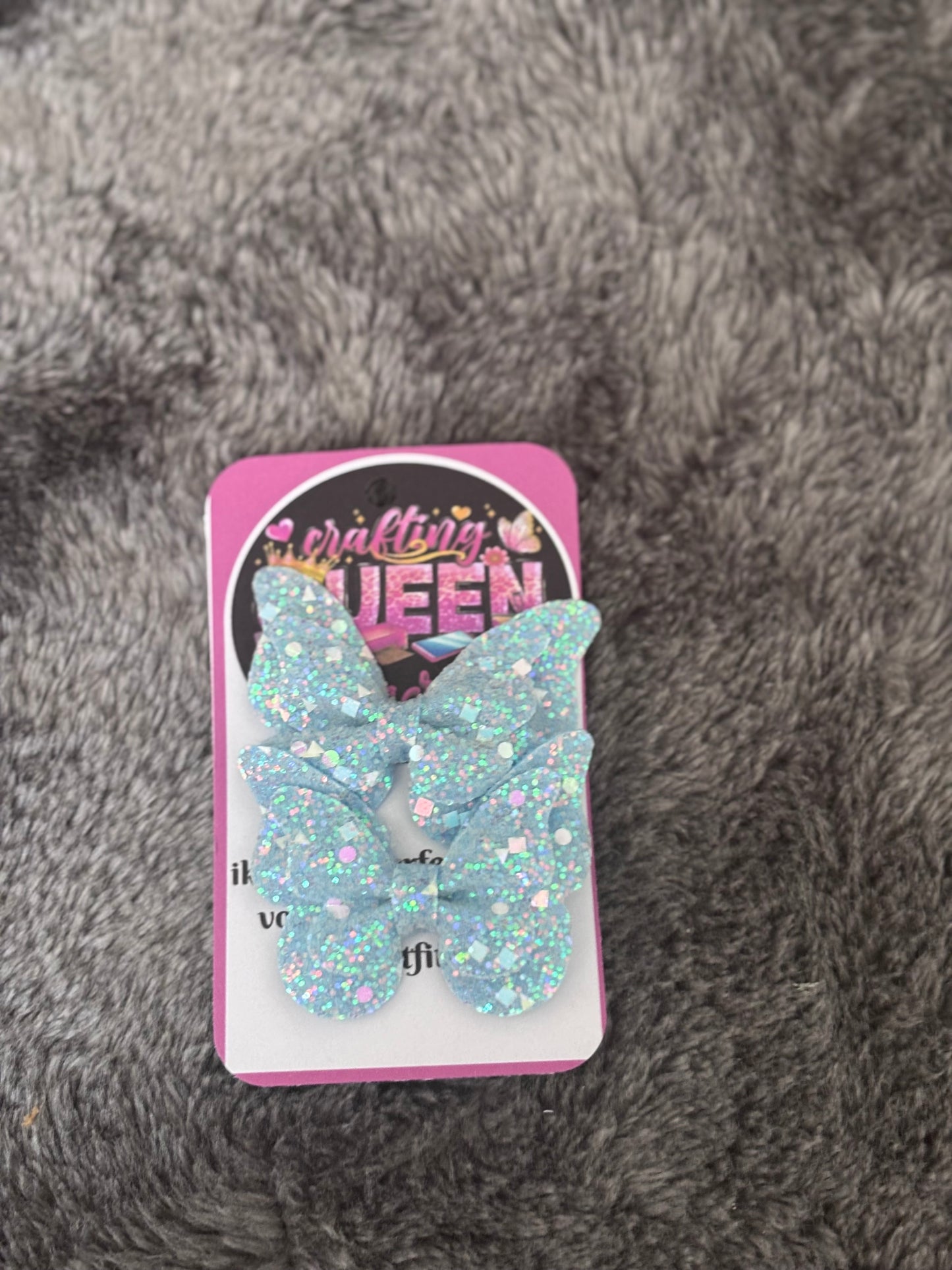Vlinder strikje glitter blauw