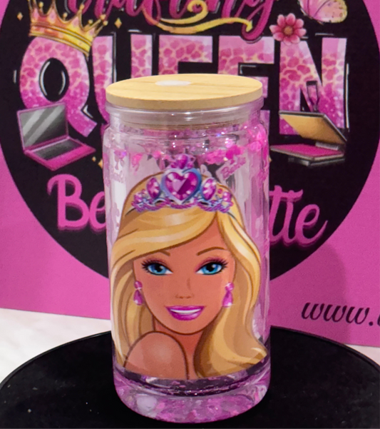 ✨ Barbie Glitter Tumbler met Rietje en Schoonmaak borstel ✨